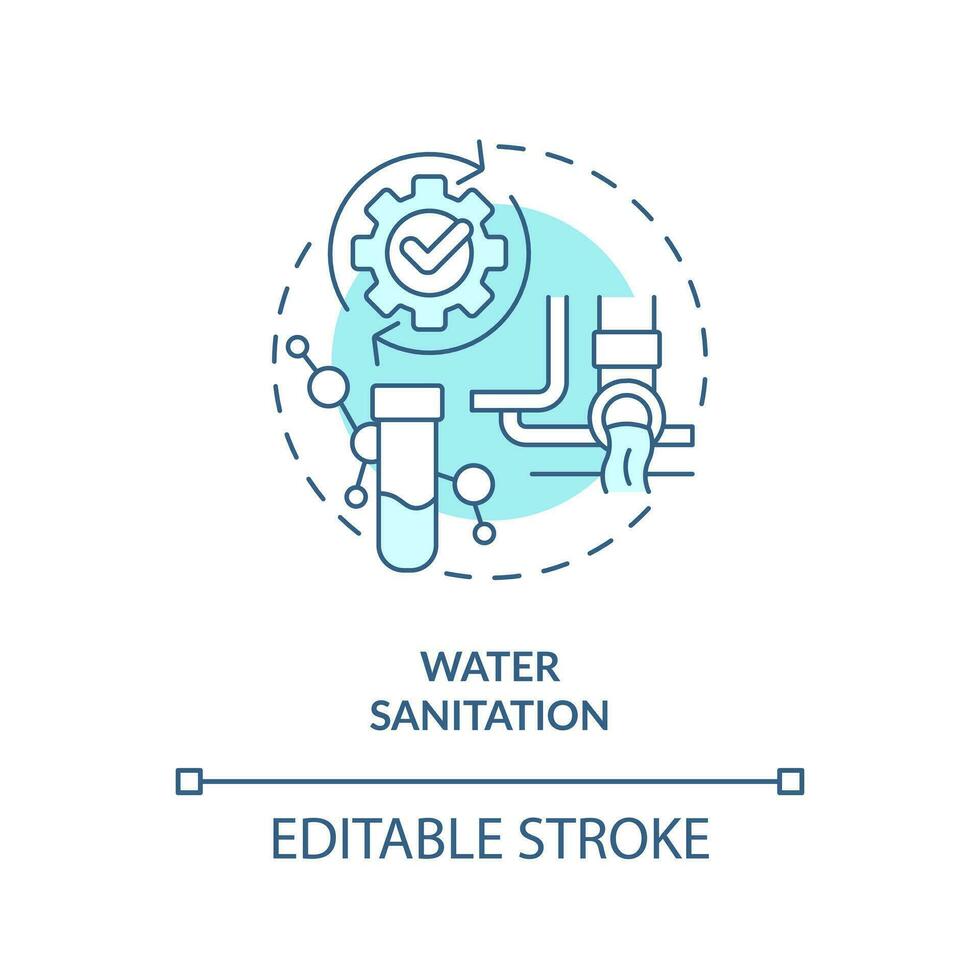 Wasser Hygiene Türkis Konzept Symbol. Abwasser. Flüssigkeit Quellen Verwaltung abstrakt Idee dünn Linie Illustration. isoliert Gliederung Zeichnung. editierbar Schlaganfall vektor