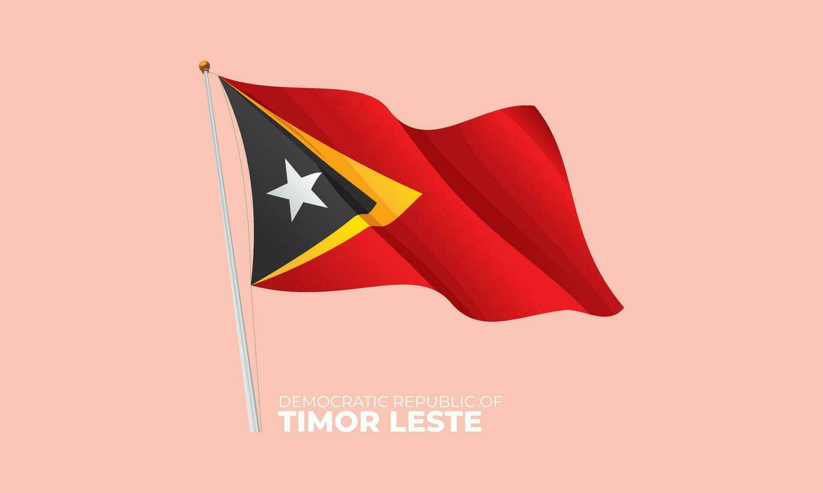 timor leste flagga vinka på de flaggstång. vektor 3d