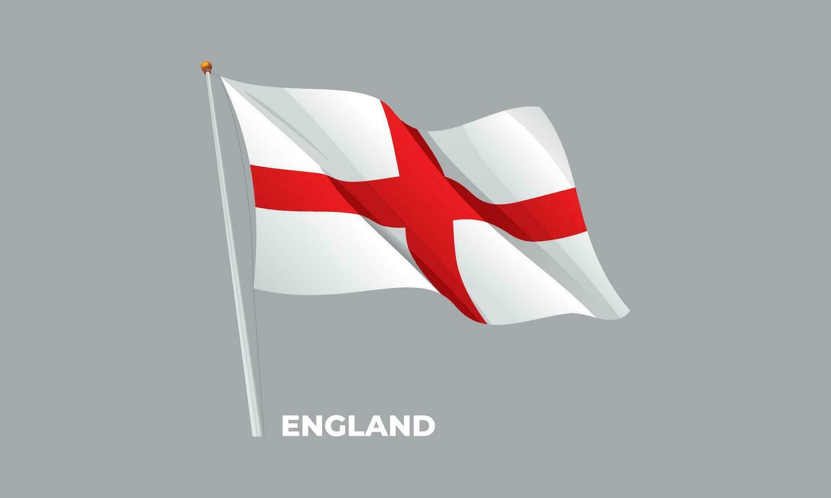 England Flagge winken beim das Fahnenstange. Vektor 3d