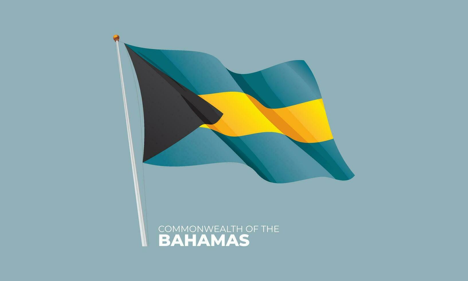 Bahamas flagga vinka på de flaggstång. vektor 3d