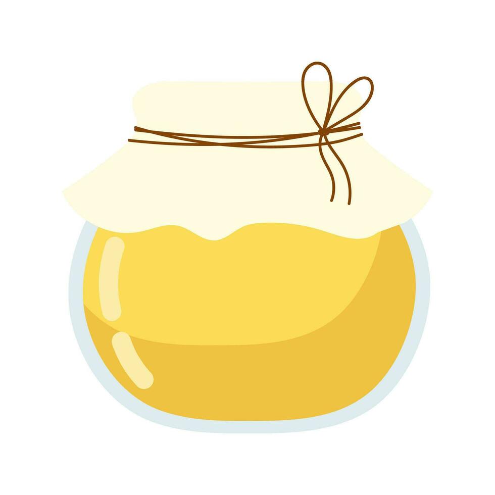 vektor illustration av en glas burk med honung bunden med en rep.
