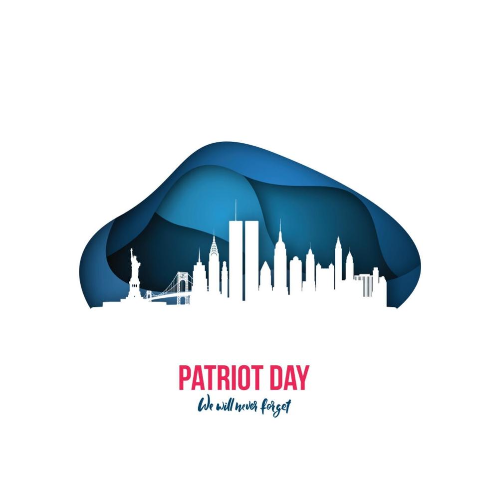 Patriot Day - wir werden die Skyline von New York am 11. September 2001 nie vergessen. vektor
