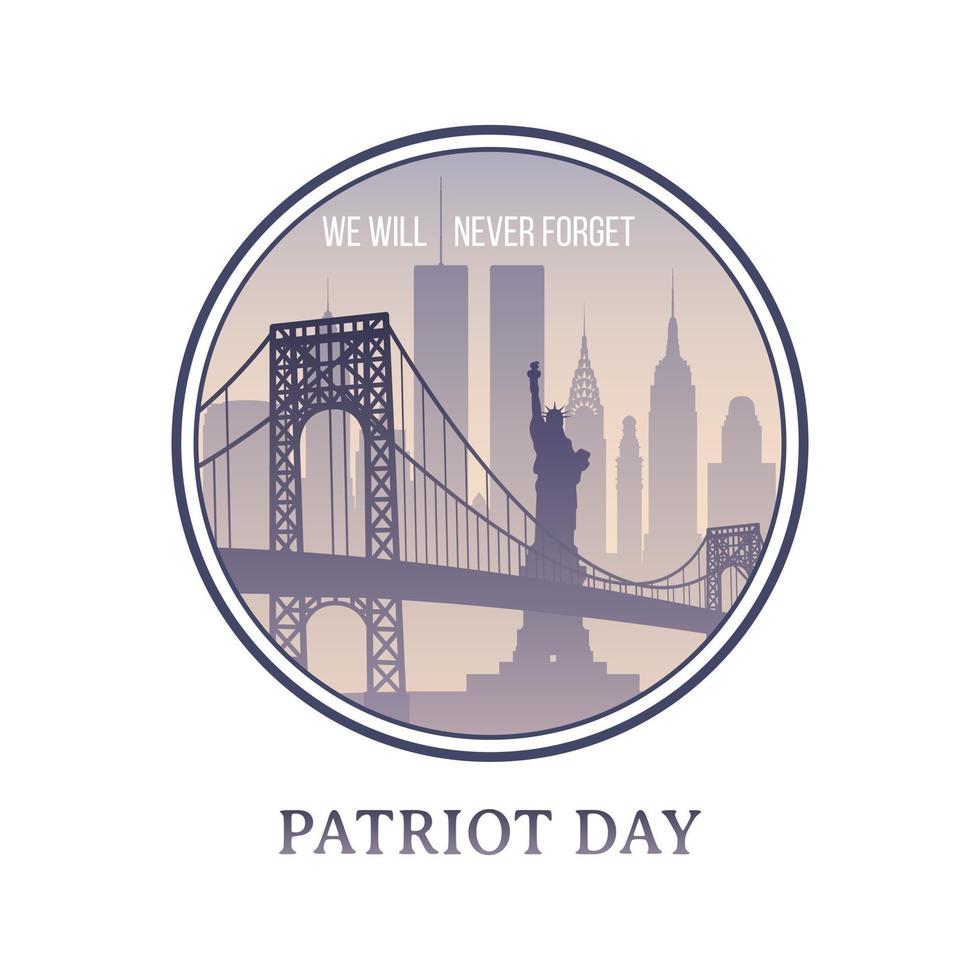 patriot day new york skyline 11 september 2001. vektor