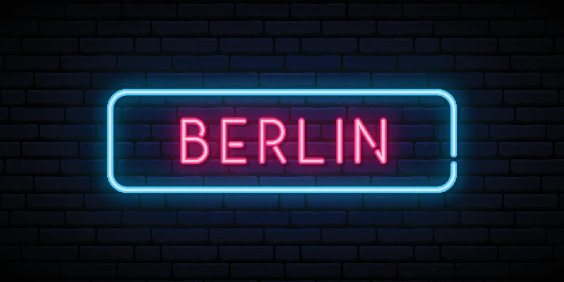 berlin neonskylt. skylt med starkt ljus. vektor