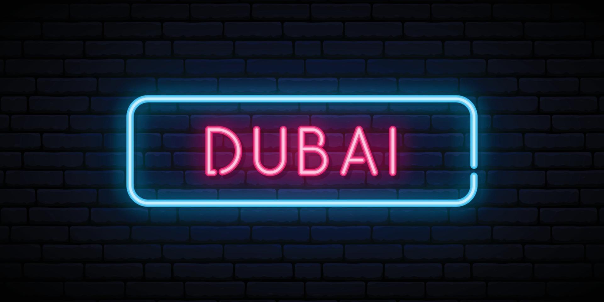 Dubai Leuchtreklame. helles licht schild. vektor