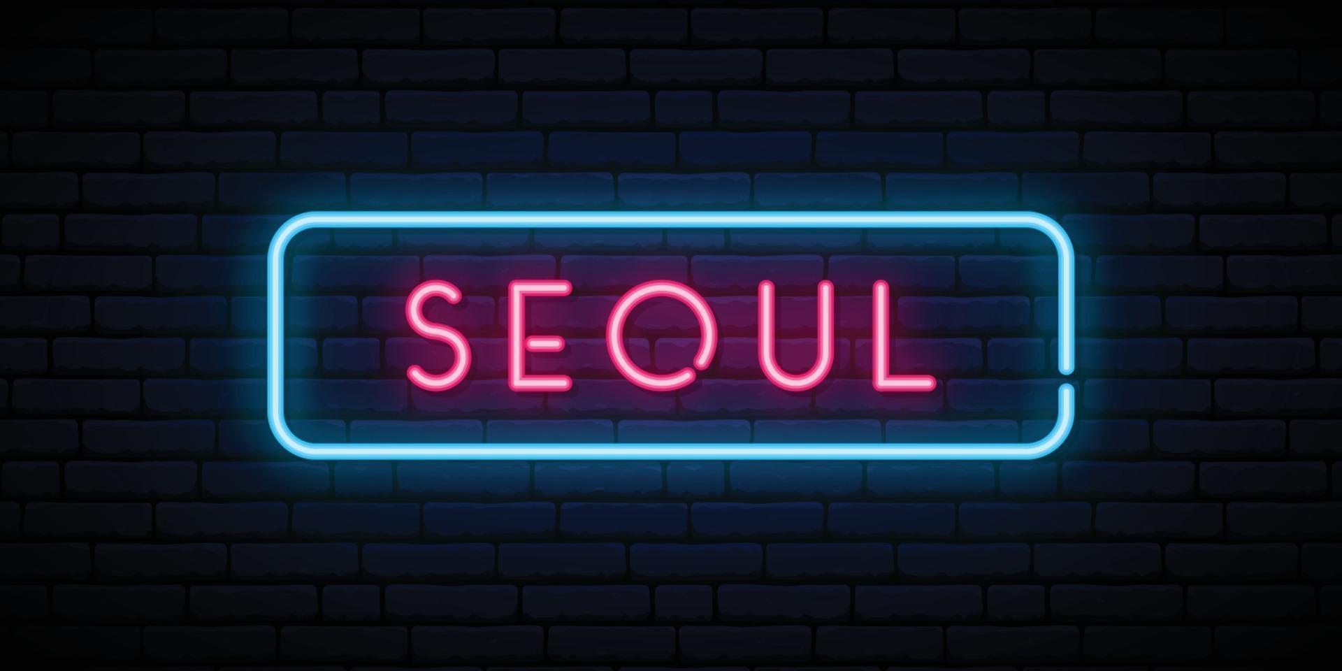 Seoul Leuchtreklame. helles licht schild. vektor