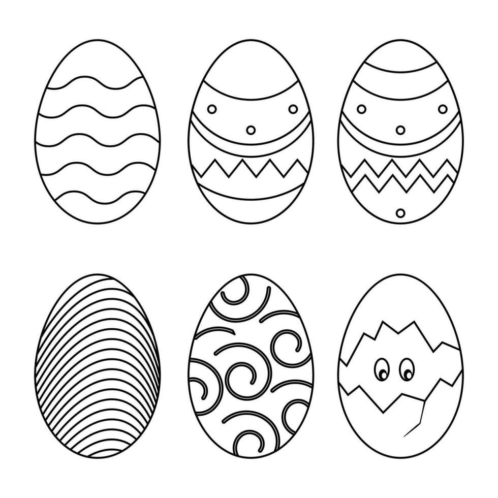 Vektor Ostern schwarz und Weiß Eier einstellen Frühling eben dekorativ Elemente