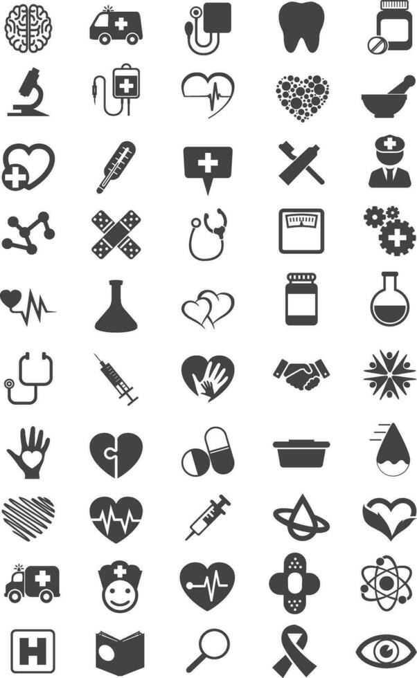 medizinisch Gesundheit verbunden Symbole sind einfach. mit ein Gliederung Stil. enthält Blut, Stethoskope, Medizin Kisten und Andere. mit das Zweck von ui, Netz, Anwendung oder Software und viele Andere vektor