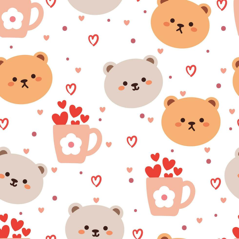 sömlös mönster tecknad serie björnar. söt djur- tapet illustration för gåva slå in papper vektor