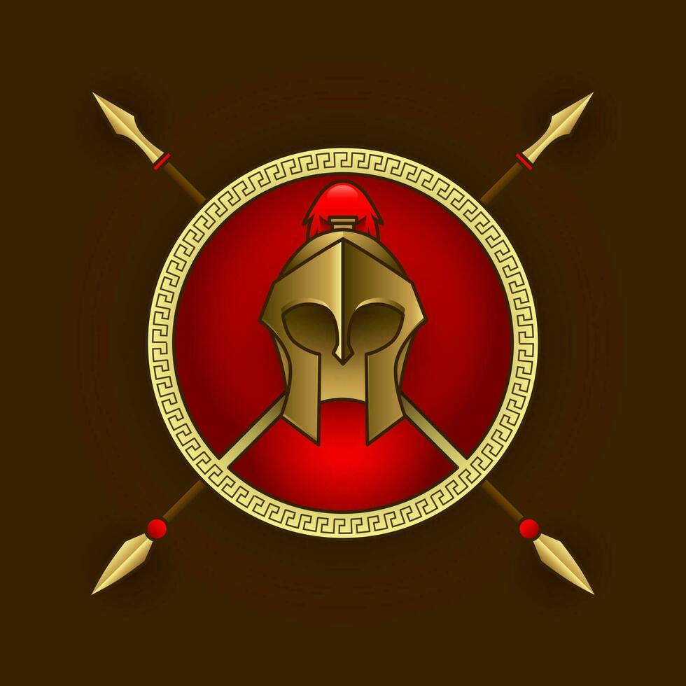 roman krigare spartansk hjälm logotyp design vektor
