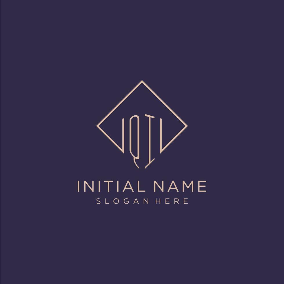 initialer qi logotyp monogram med rektangel stil design vektor