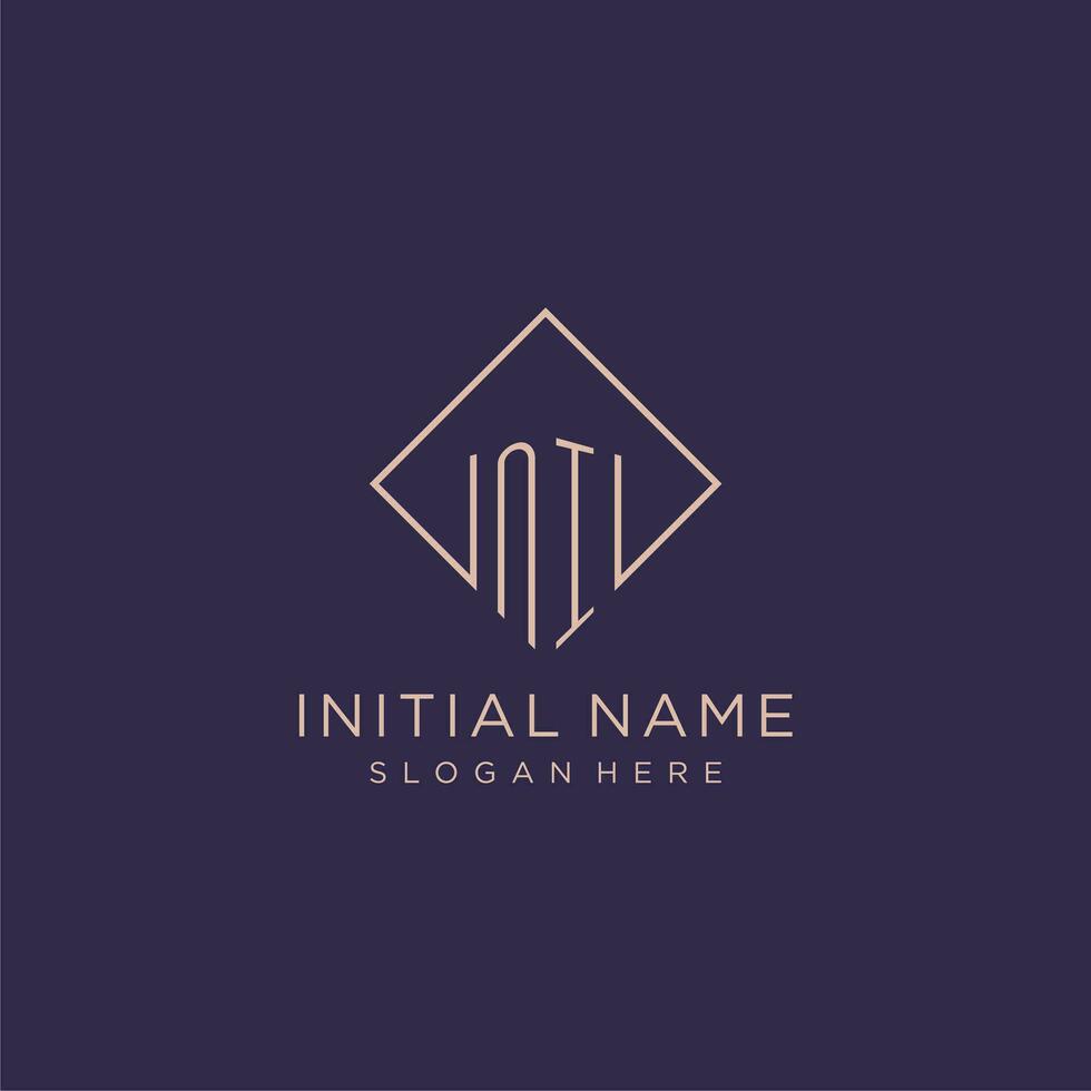 initialer ni logotyp monogram med rektangel stil design vektor