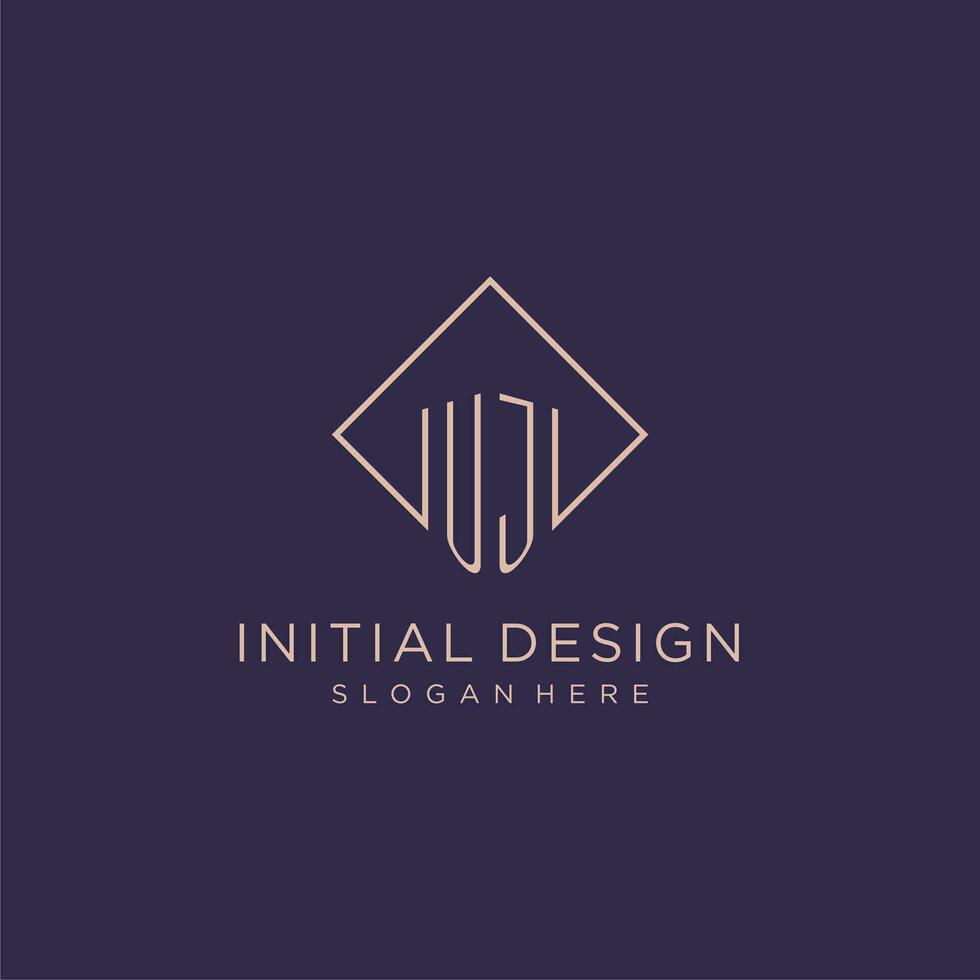 Initialen uj Logo Monogramm mit Rechteck Stil Design vektor