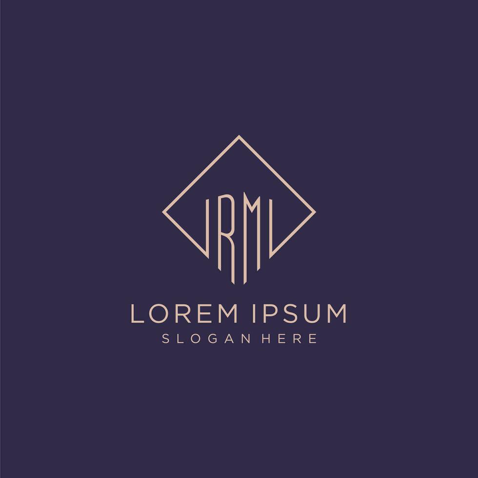 Initialen rm Logo Monogramm mit Rechteck Stil Design vektor