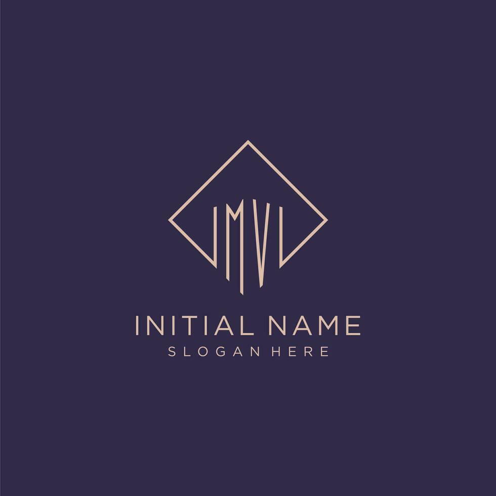 Initialen mv Logo Monogramm mit Rechteck Stil Design vektor