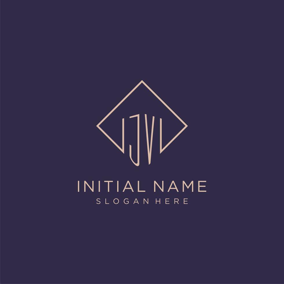 Initialen jv Logo Monogramm mit Rechteck Stil Design vektor