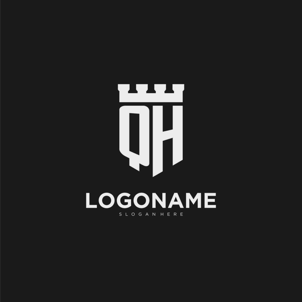 initialer qh logotyp monogram med skydda och fästning design vektor
