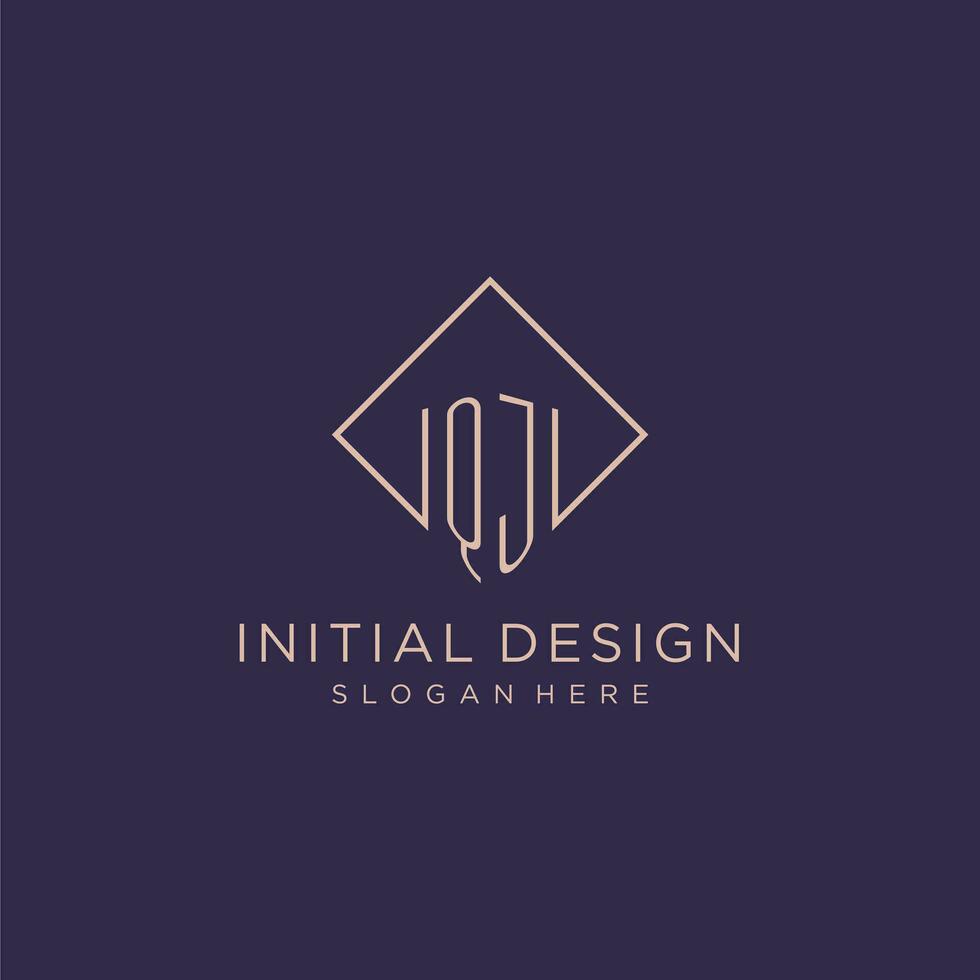 Initialen qj Logo Monogramm mit Rechteck Stil Design vektor