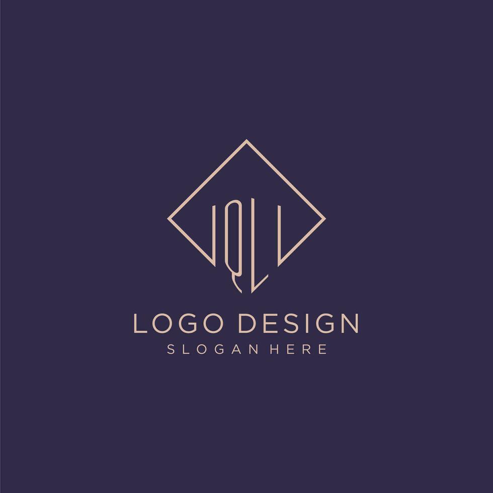 initialer ql logotyp monogram med rektangel stil design vektor