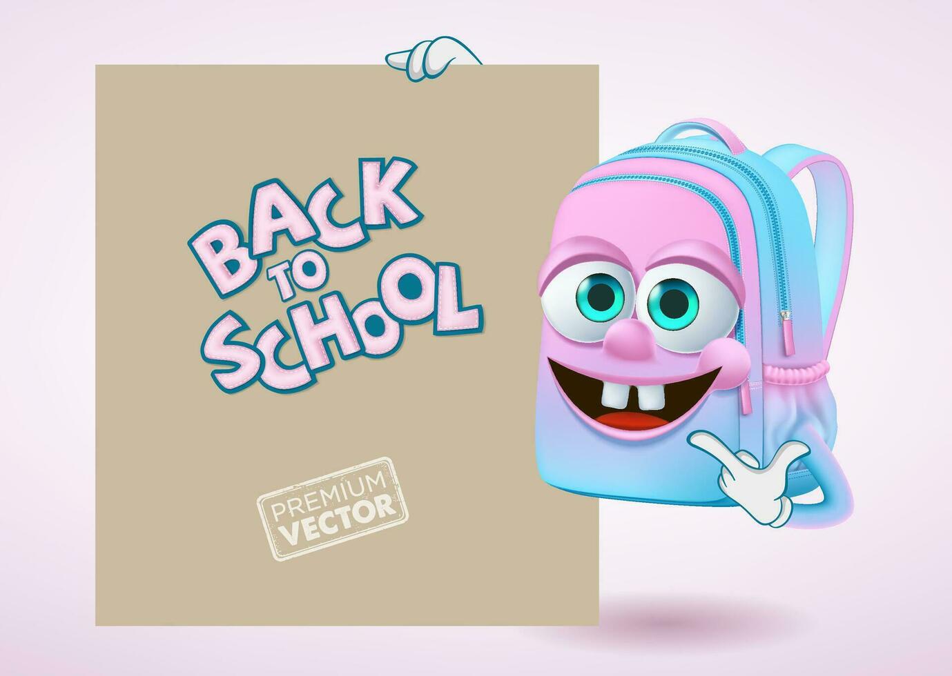 tillbaka till skola vektor söt skola väska tecknad serie innehav Urklipp affisch