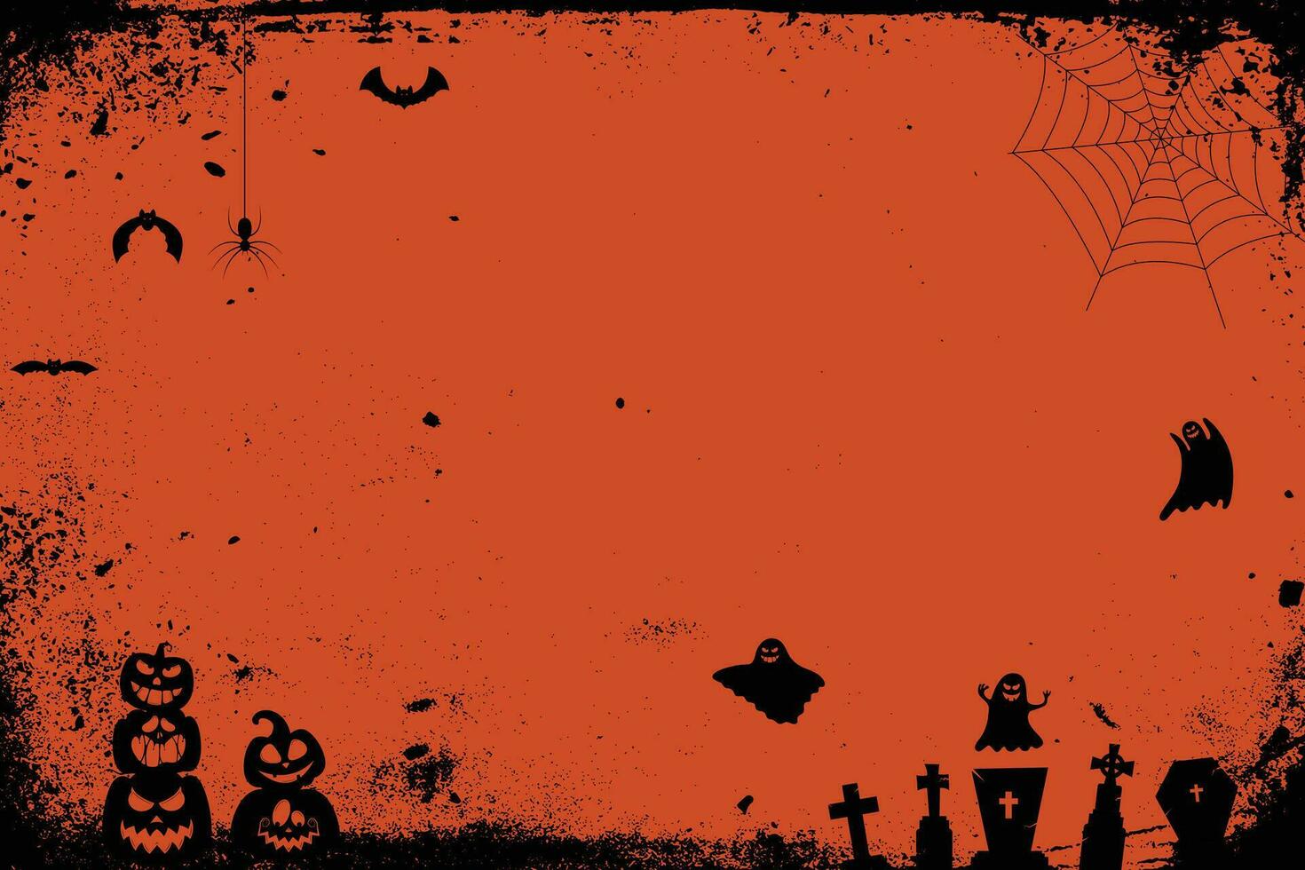 halloween bakgrund med pumpor, läskigt träd, årgång besatt hus, och fladdermöss flygande över kyrkogård vektor