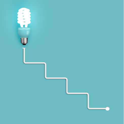 Energiesparglühlampe mit Drähten, Vektorillustration vektor