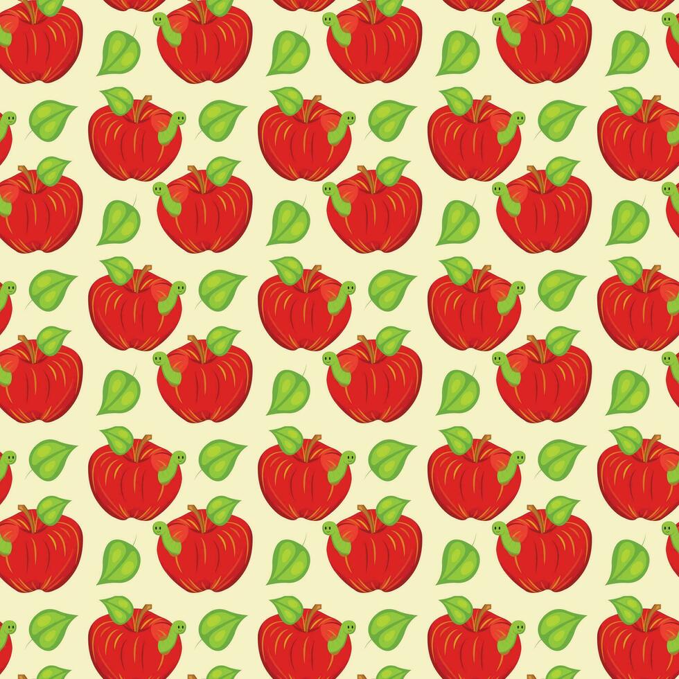 röd äpple med en leende mask. sömlös mönster. vektor illustration.