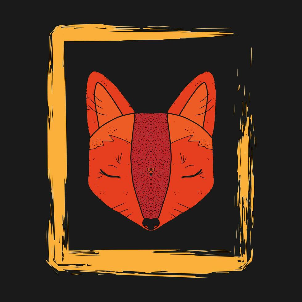 ein rot Fuchs im ein Rahmen auf ein schwarz Hintergrund vektor