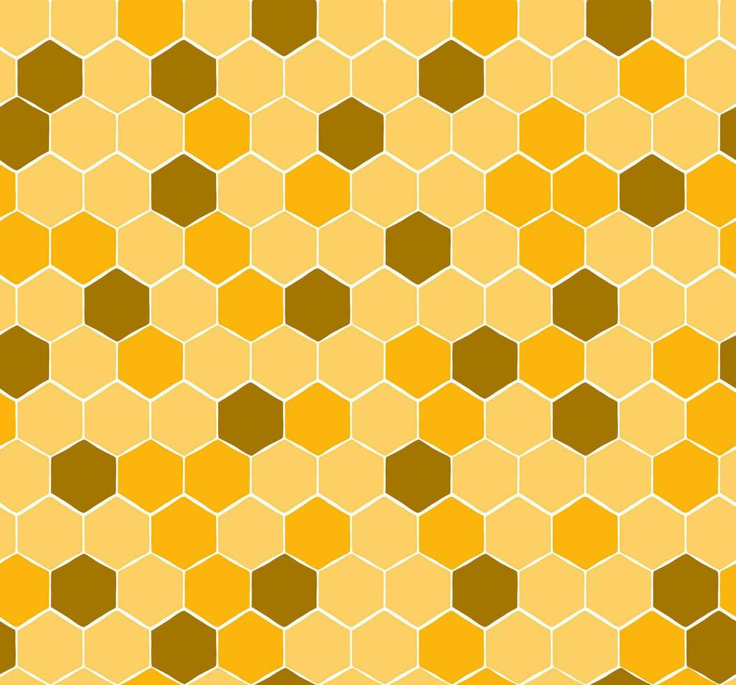 sömlös vaxkaka mönster med gul och guld honung. hand dragen gul honung ljuv bakgrund. vektor