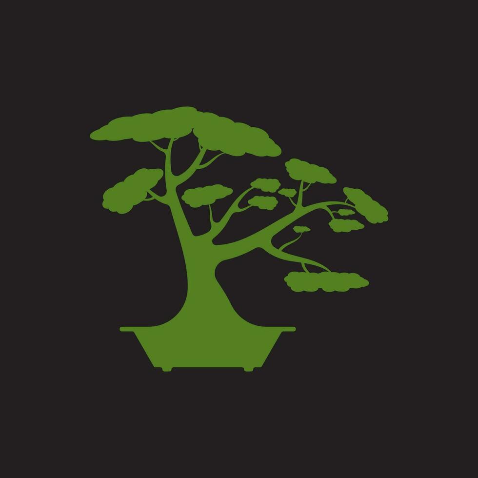 bonsai logotyp design. japansk mini små växt träd silhuett logotyp design vektor