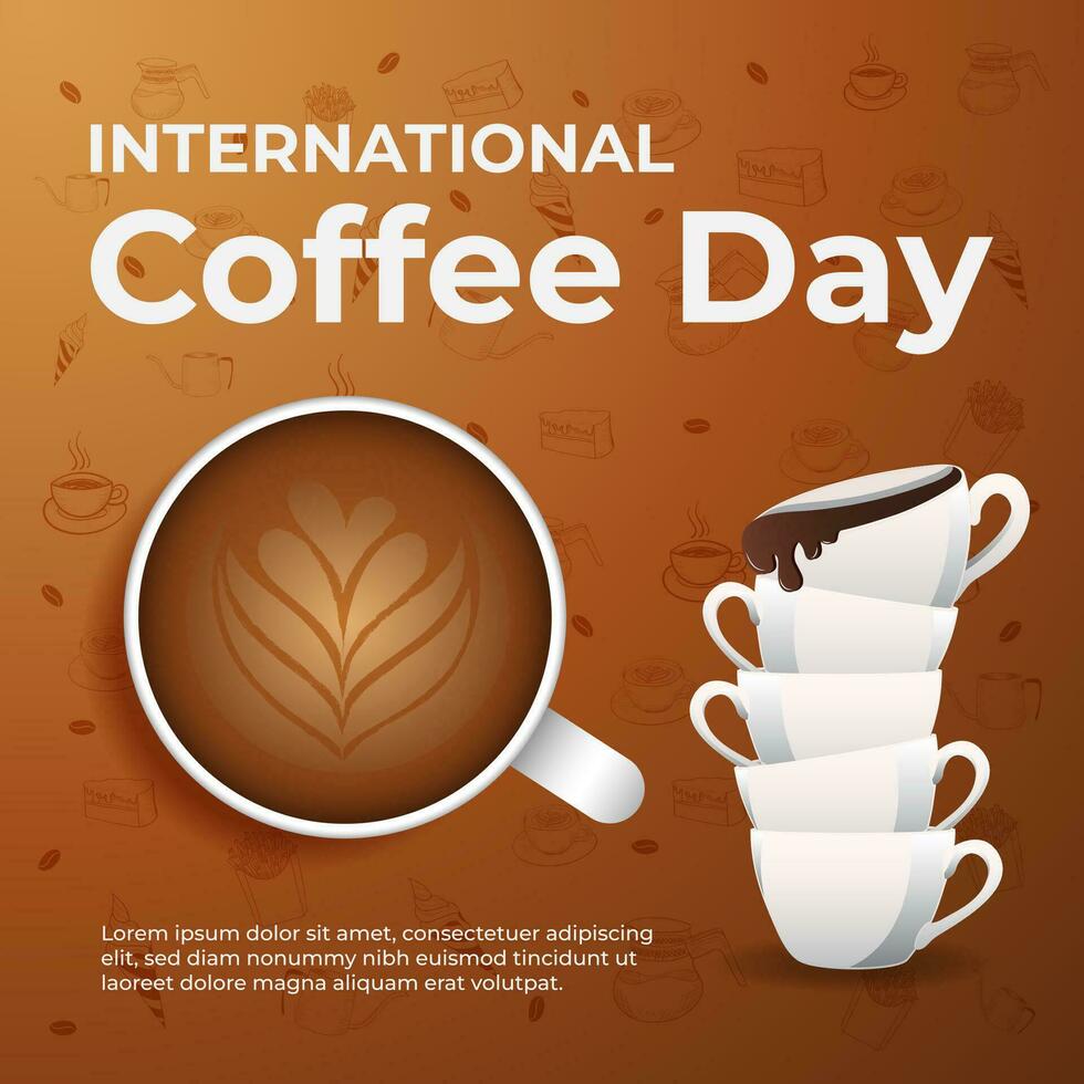 Hand gezeichnet International Kaffee Tag Hintergrund vektor