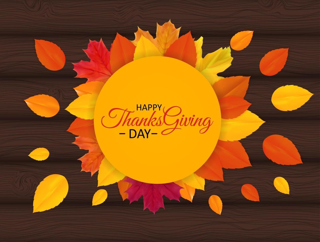Happy Thanksgiving Day Hintergrund mit glänzenden Herbst natürlichen Blättern. Vektor-Illustration vektor