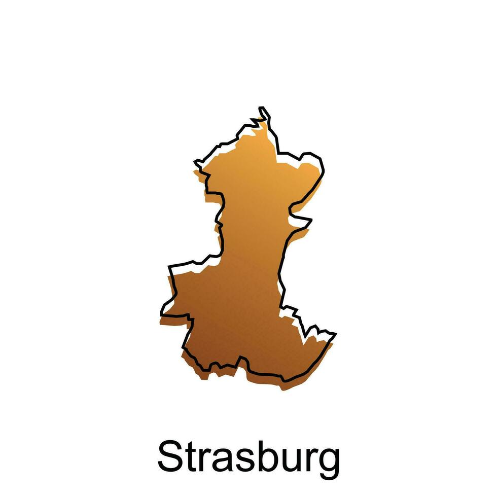 Karte Stadt von Straßburg. Vektor Karte von Deutsche Land Design Vorlage mit Gliederung Grafik skizzieren Stil isoliert auf Weiß Hintergrund
