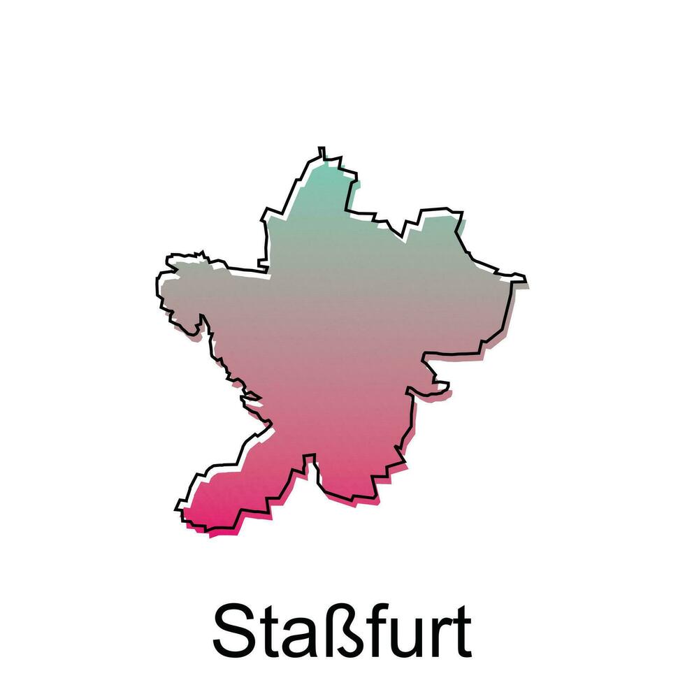 Karte Stadt von stabfurt. Vektor Karte von Deutsche Land Design Vorlage mit Gliederung Grafik skizzieren Stil isoliert auf Weiß Hintergrund