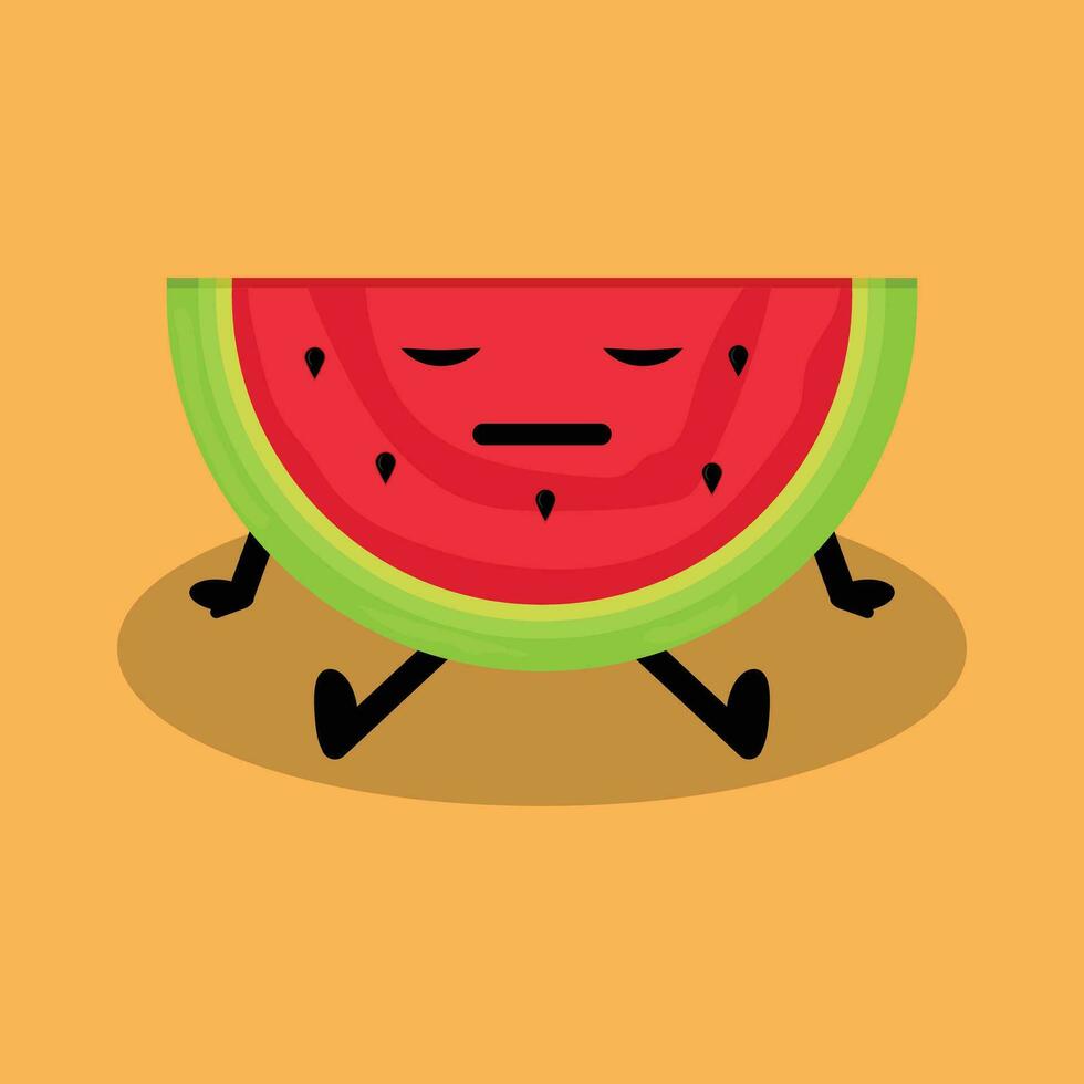 en tecknad serie vattenmelon med ögon och ben vektor