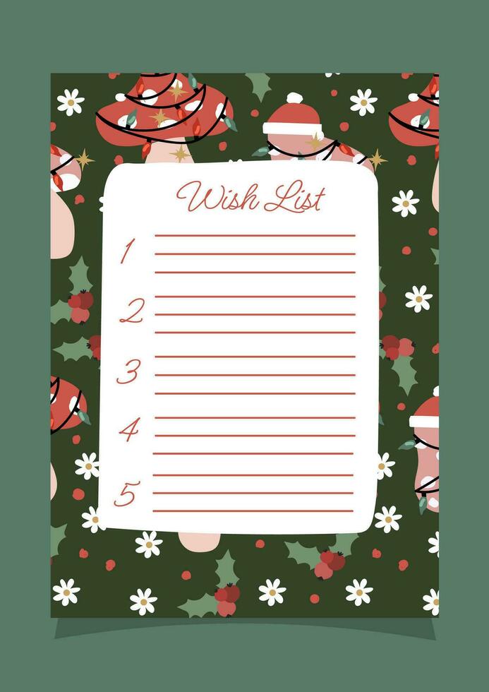 Weihnachten Kinder- Wunsch Liste. Wunsch aufführen mit Weihnachten Muster Hintergrund. vektor