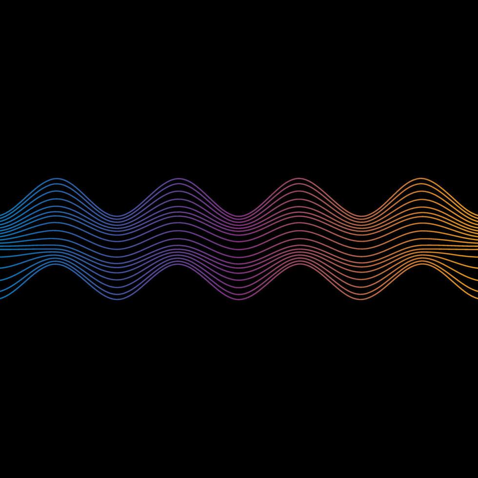 Klang Welle Regenbogen wellig Linie Steigungen. Radio Frequenz. abstrakt geometrisch gestalten auf ein schwarz Hintergrund. Vektor Illustration