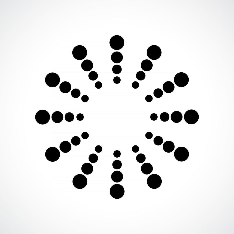 schwarzer abstrakter Vektor Kreisrahmen Halbton Punkte Logo Emblem Design. rundes Rahmensymbol unter Verwendung der Kreispunkttextur.vektorillustration eps 10
