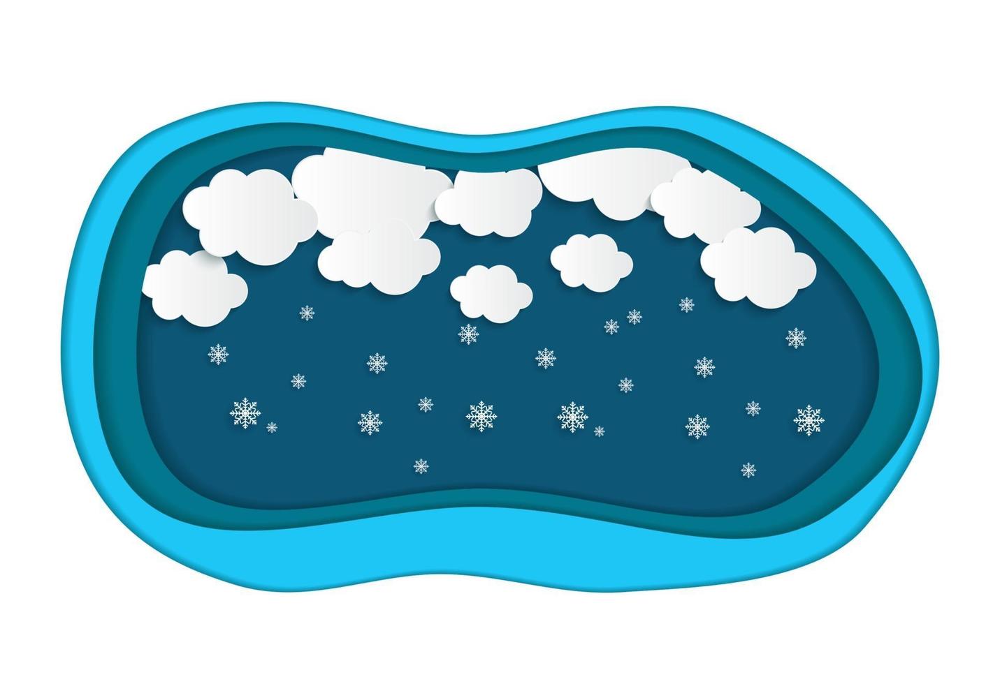 abstrakte Papierwolken mit Schneeflocken-Vektor-Illustration vektor