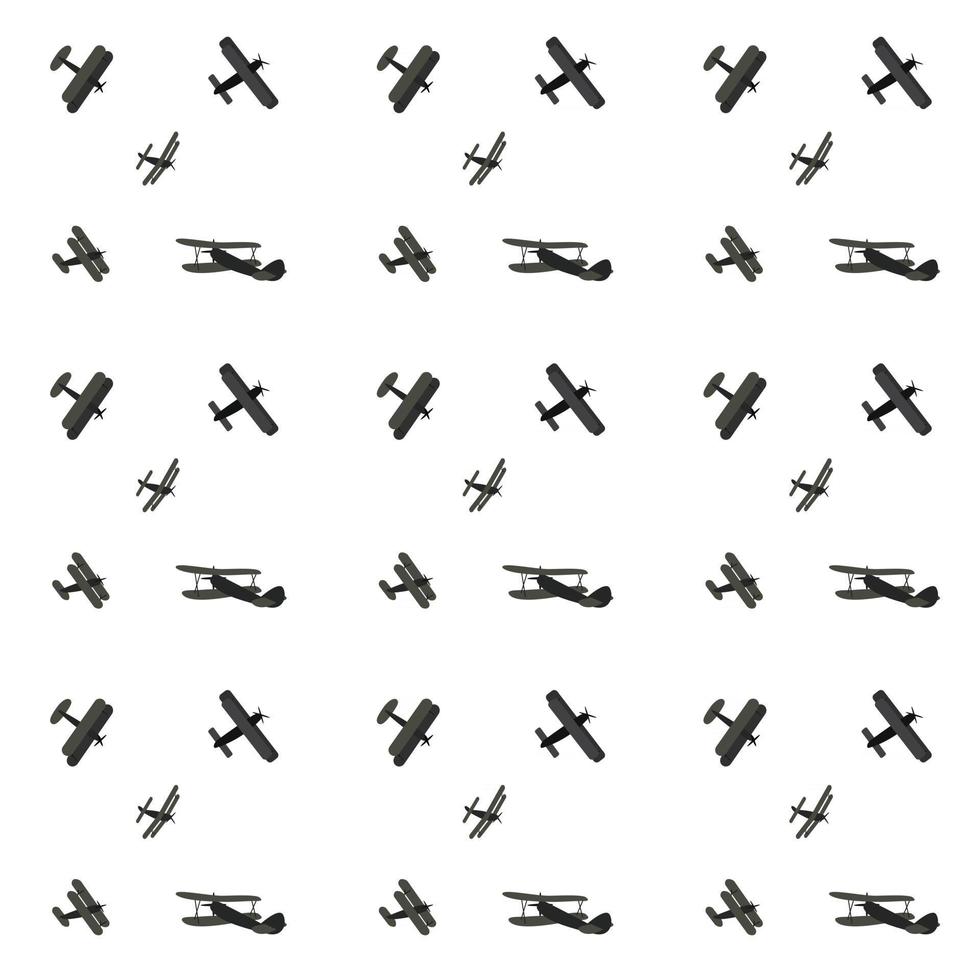 uppsättning tecknade silhuetter söt flygplan. sömlösa mönster. vektor illustration