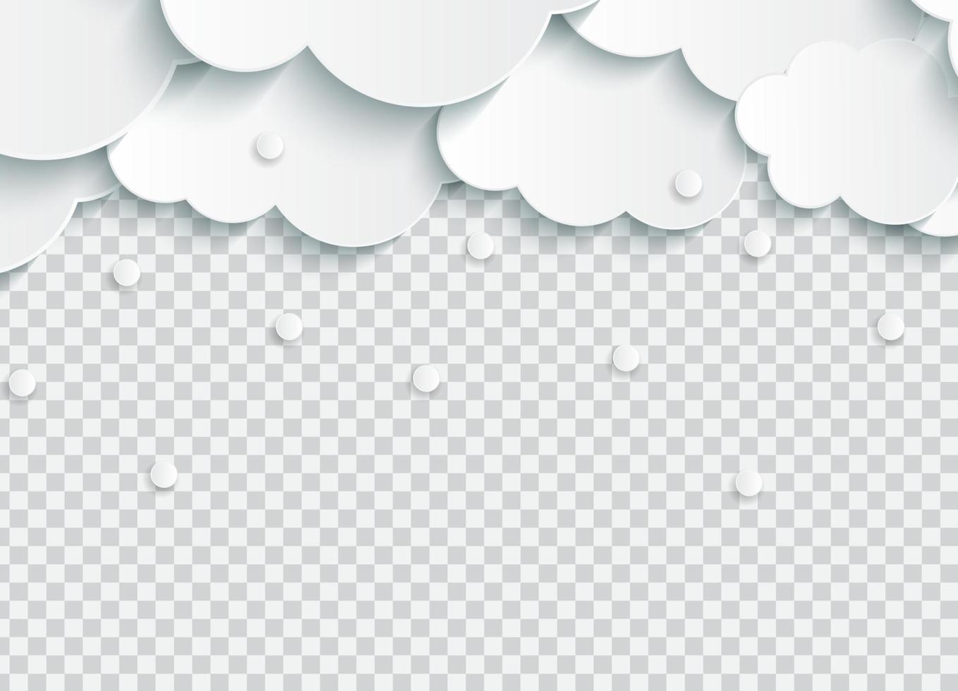 abstrakte Papierwolken mit Schneeflocken auf transparenter Vektorillustration vektor