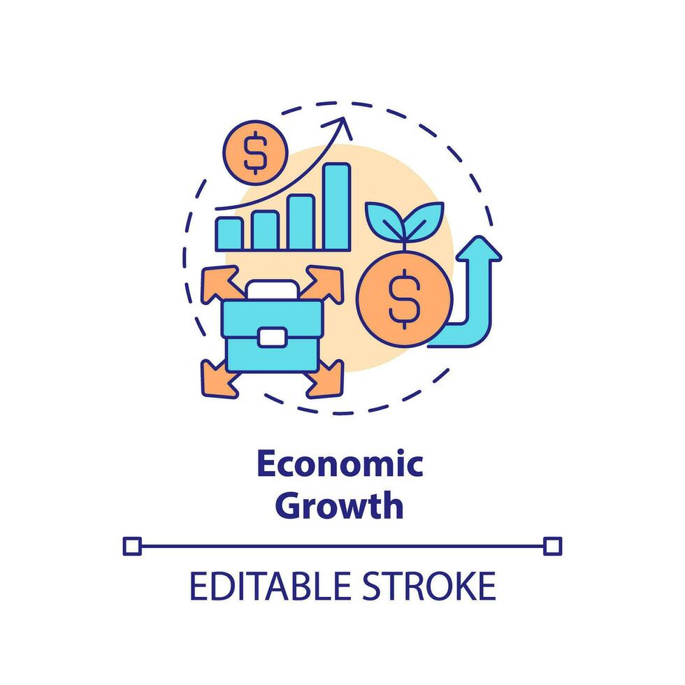 editierbar wirtschaftlich Wachstum Symbol, isoliert Vektor, fremd Direkte Investition dünn Linie Illustration. vektor