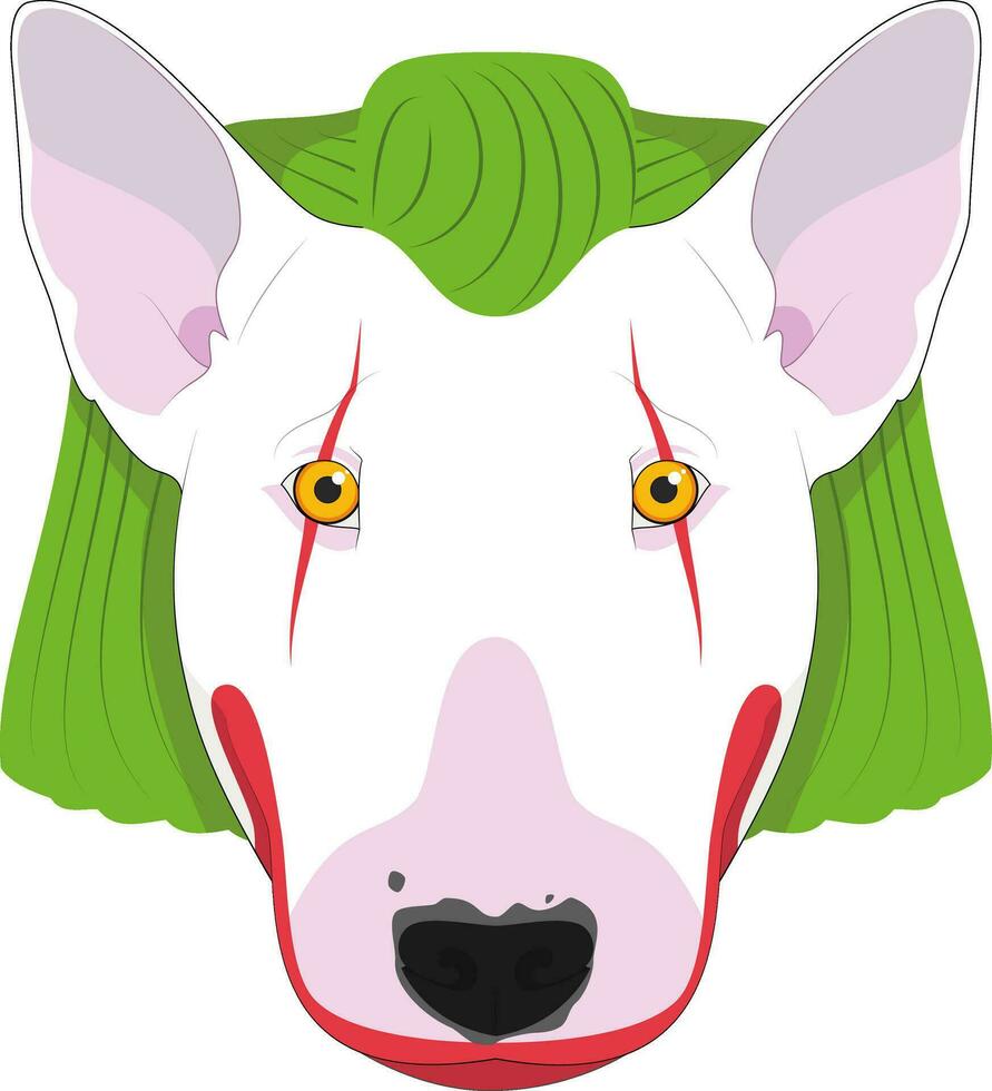 Halloween Gruß Karte. Stier Terrier Hund gekleidet wie ein unheimlich Clown vektor