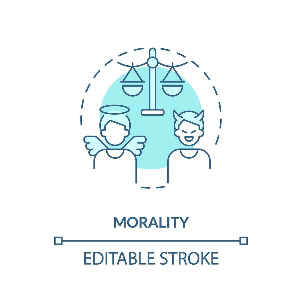 moral blå begrepp ikon. differentiering av rätt och felaktig. lag, rättvisa aning abstrakt aning tunn linje illustration. isolerat översikt teckning. redigerbar stroke vektor