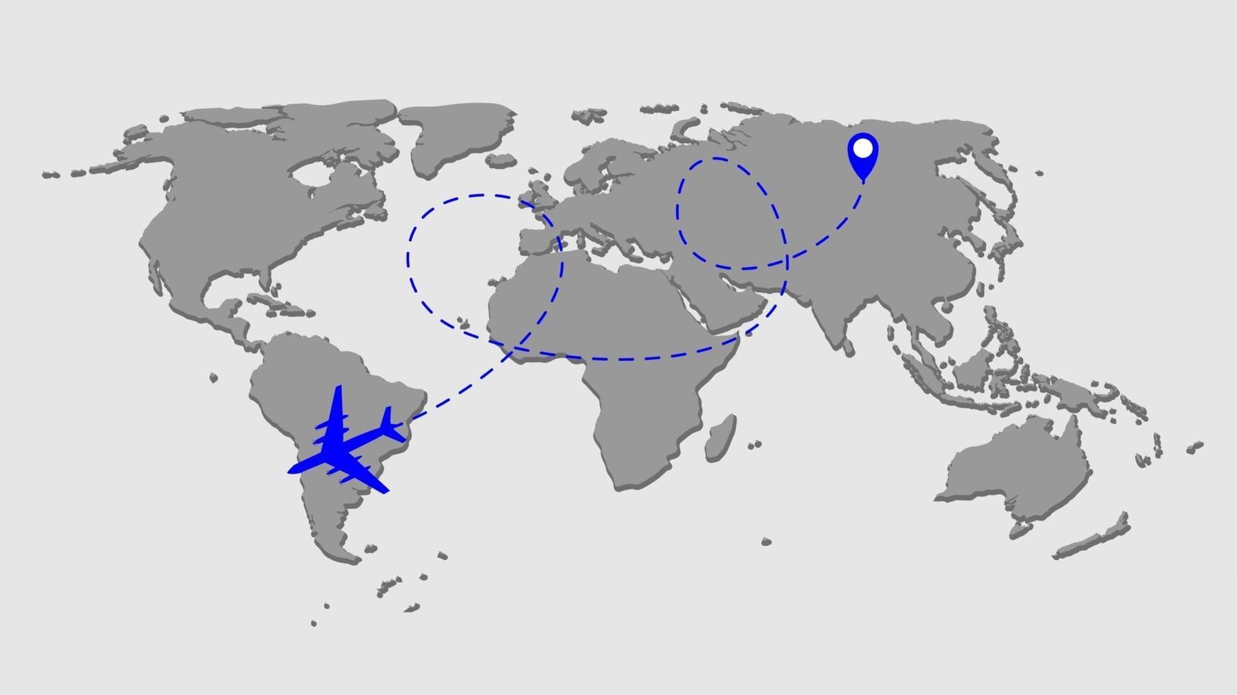 Flugzeug gepunkteter Flughintergrund über der Weltkarte. Vektor-Illustration vektor