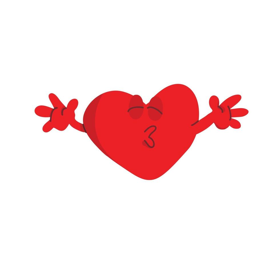 rote Herzform möchte flaches Design küssen, Vektorillustration vektor