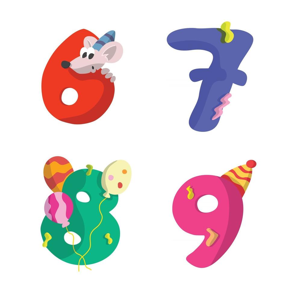 uppsättning nummer födelsedag platt design vektorillustration med olika färgval. vektor