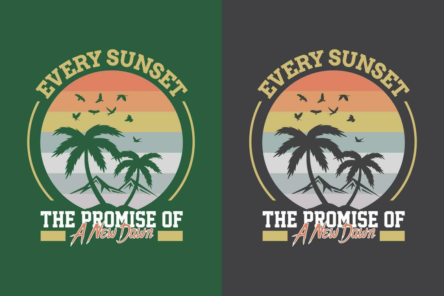 solnedgång beställnings- t-shirt design vektor