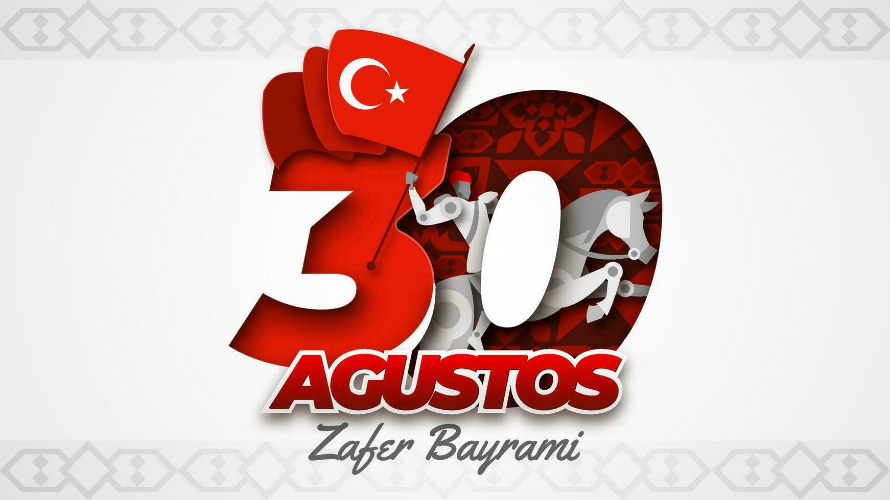 30 Agustos zafer Bayrami mit Papier Schnitt Stil Illustration vektor