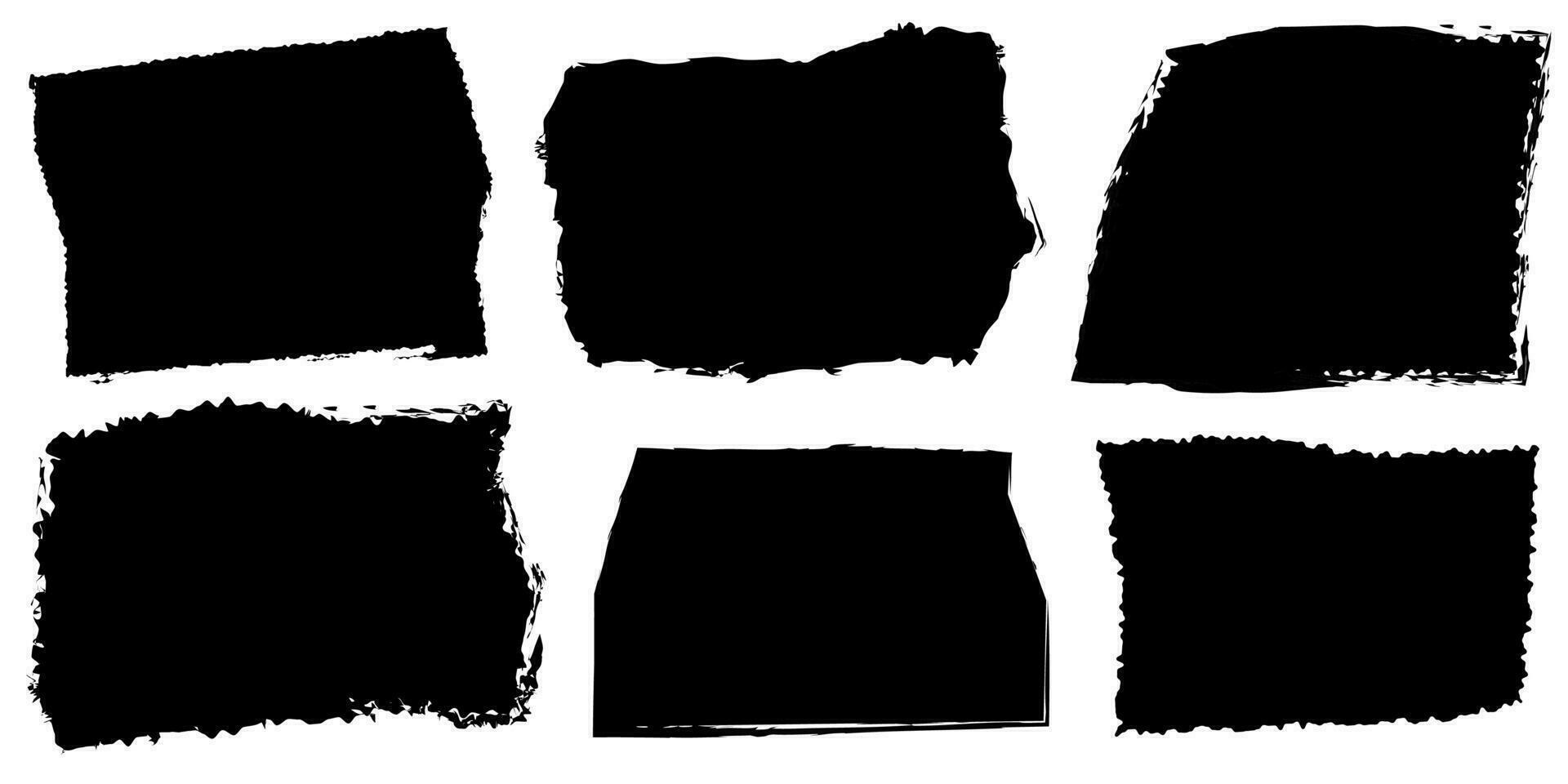 einstellen von zerrissen Papier Rahmen. gestalten von schwarz zerrissen Papiere Silhouetten auf Weiß Hintergrund. vektor